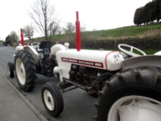 Picture of two David Brown white tractors